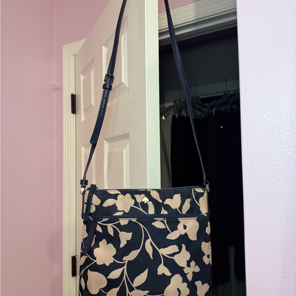 Kate Spade Floral Crossbody in Navy and Cream